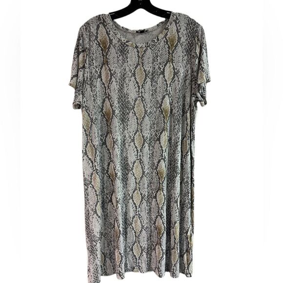 Express Gray Multi Snake Print Rayon T-shirt Dress Size XL - Picture 1 of 4